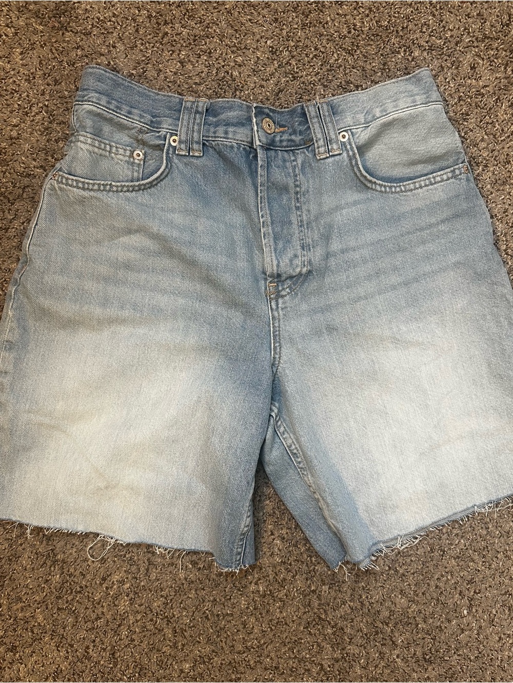 We The Free Light Blue High-Rise Denim cut Shorts 16 waist 8 inseam